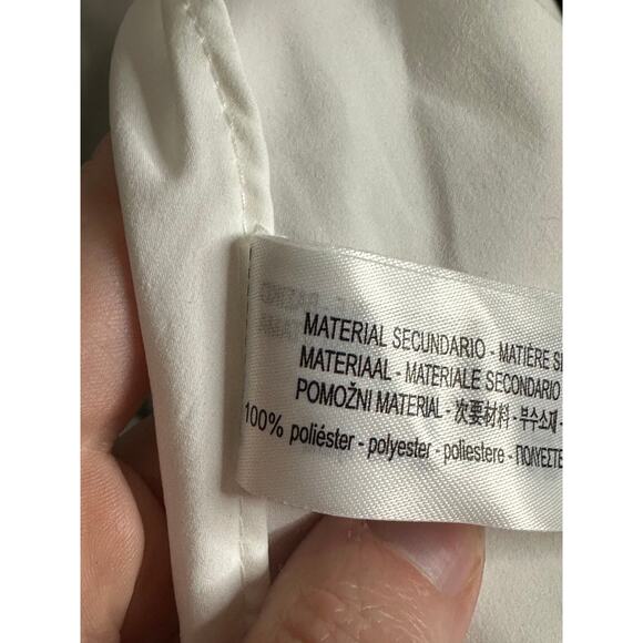 Zara NWOT White Short Puff Sleeve Scoop Neck Midi Fit Flare Dress Size Medium - Picture 4 of 7